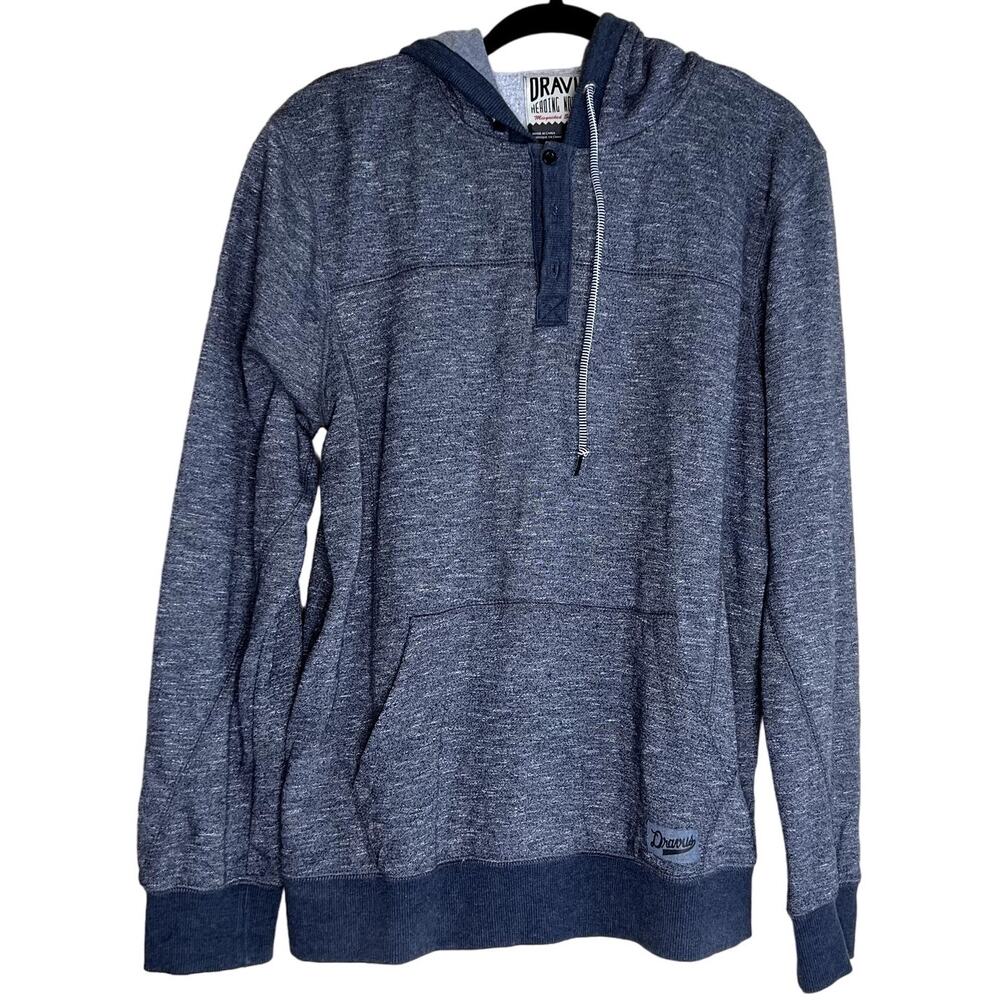 Dravus Hoodie Men Large Sweater Gray Hooded Pullover Pocket Comfy Fall Winter